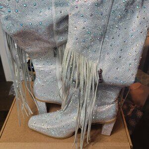 Shimmer Boots With Fringes